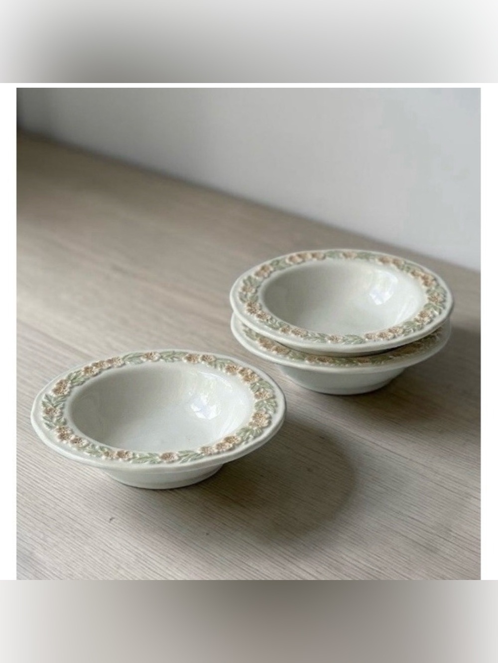 Set of 3 ANCHOR HOCKING Vitrock Milk Glass Pink Floral Painted Berry Bowl 5.5"